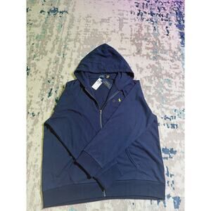 Polo Ralph Lauren Navy Blue Cotton Full Zip Hoodie Men's XXL Embroidered Logo
